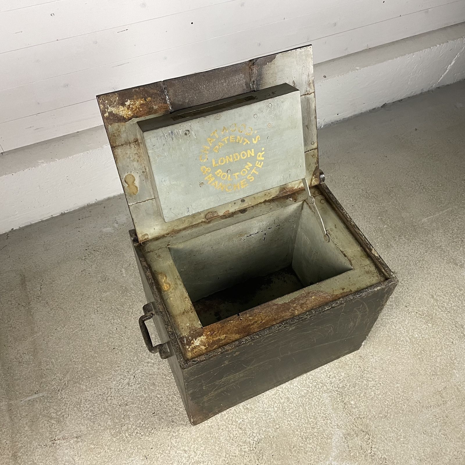 Antique Iron Strong Box With Handles And Key photo vinterior