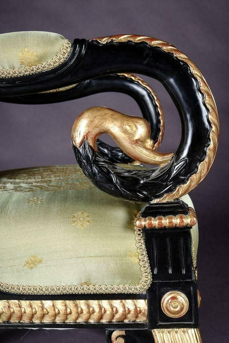 20th Century Empire Style Napoleonic Swan Armchair photo vintage