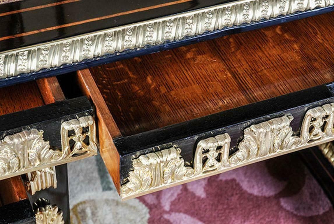 20th Century Louis XIV Style French Piano Black Writing Table photo vinterior