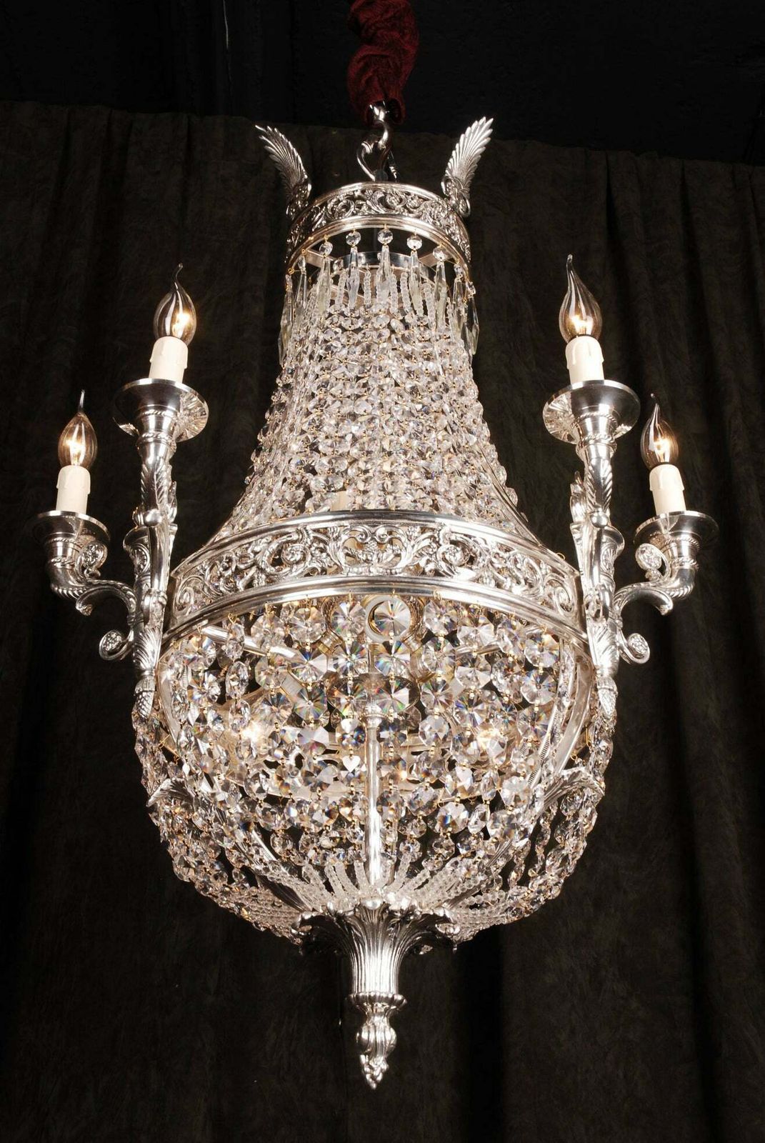 20th Century Biedermeier Classicist Style Basket Chandelier photo for sale