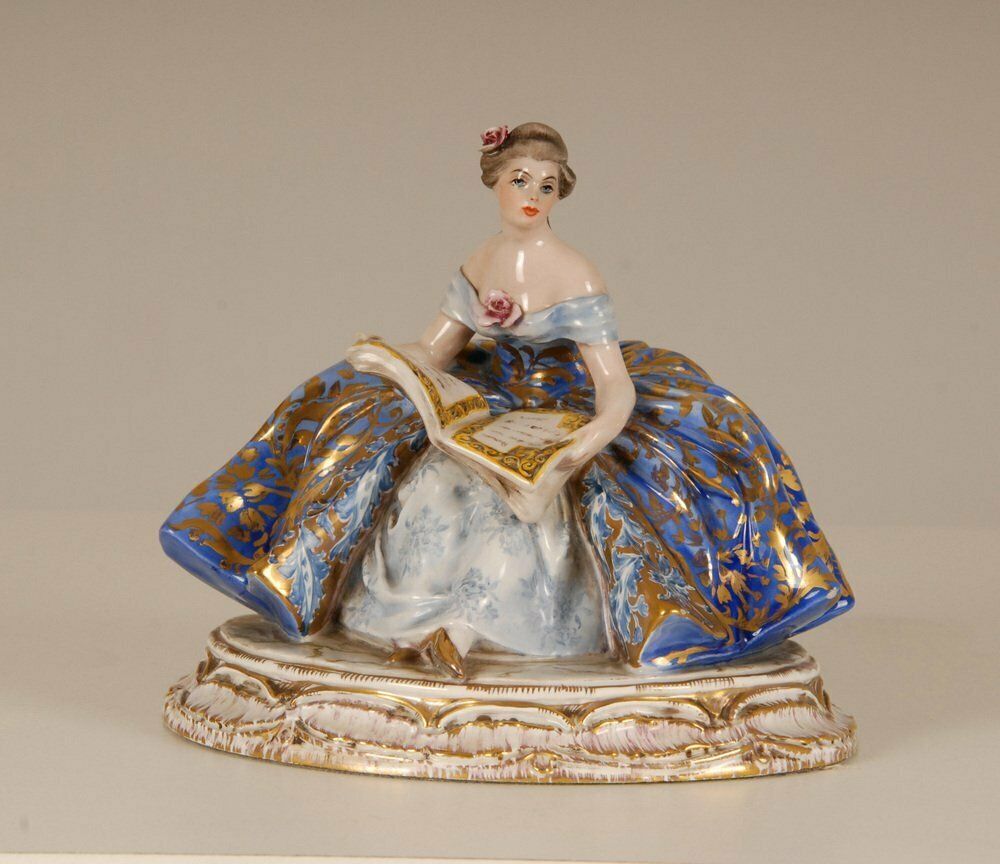 Italian Porcelain And Ceramic Figurine Of Lady By Guido Cacciapuoti photo vinterior