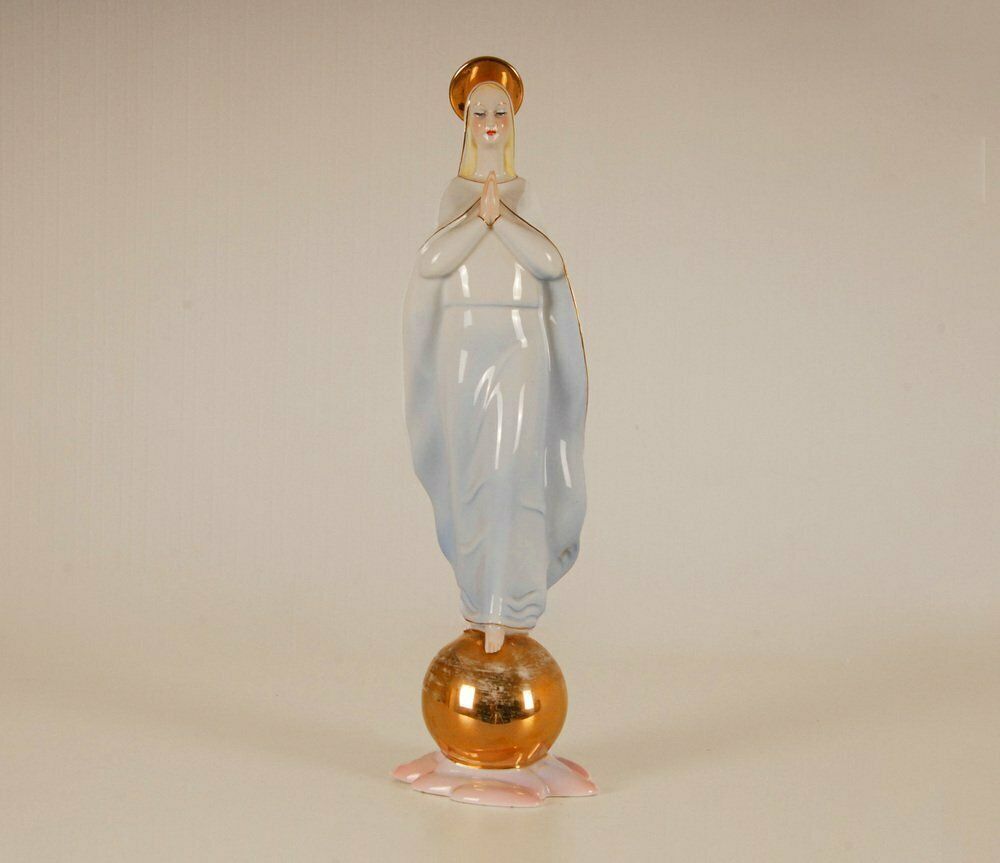 Italian Ceramic Porcelain Figurine Of Madonna By Giovanni Ronzan photo vinterior