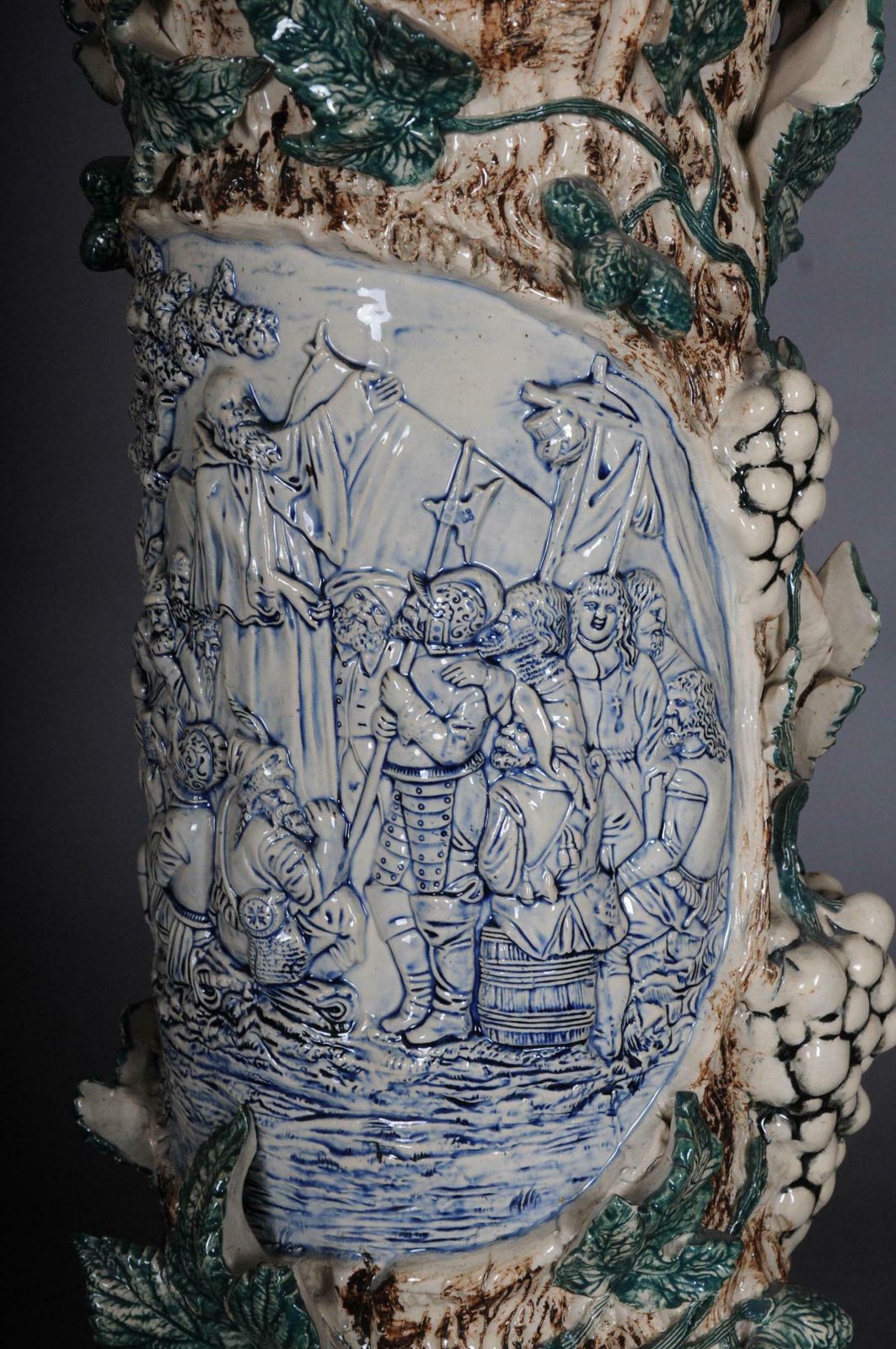 photo for sale Plant Pot Pillar Majolica Austria Vine Leaves Ceramics From 1885