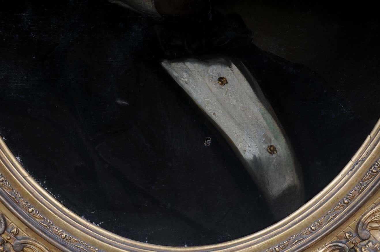 Antique Oval Biedermeier Gentlemen''S Portrait Painting, 19th Century photo vintage