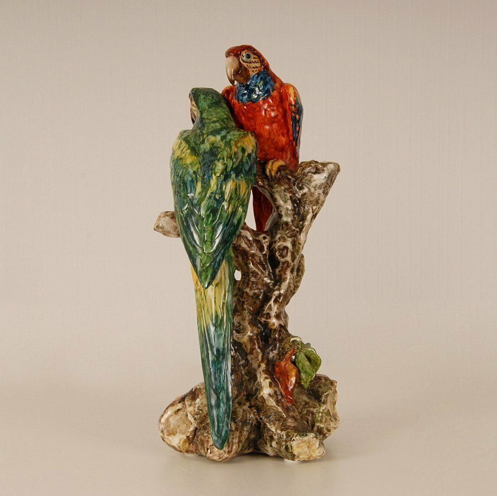 Italian Ceramic Parrots By Guido Cacciapuoti, Italy, 1930s photo vintage