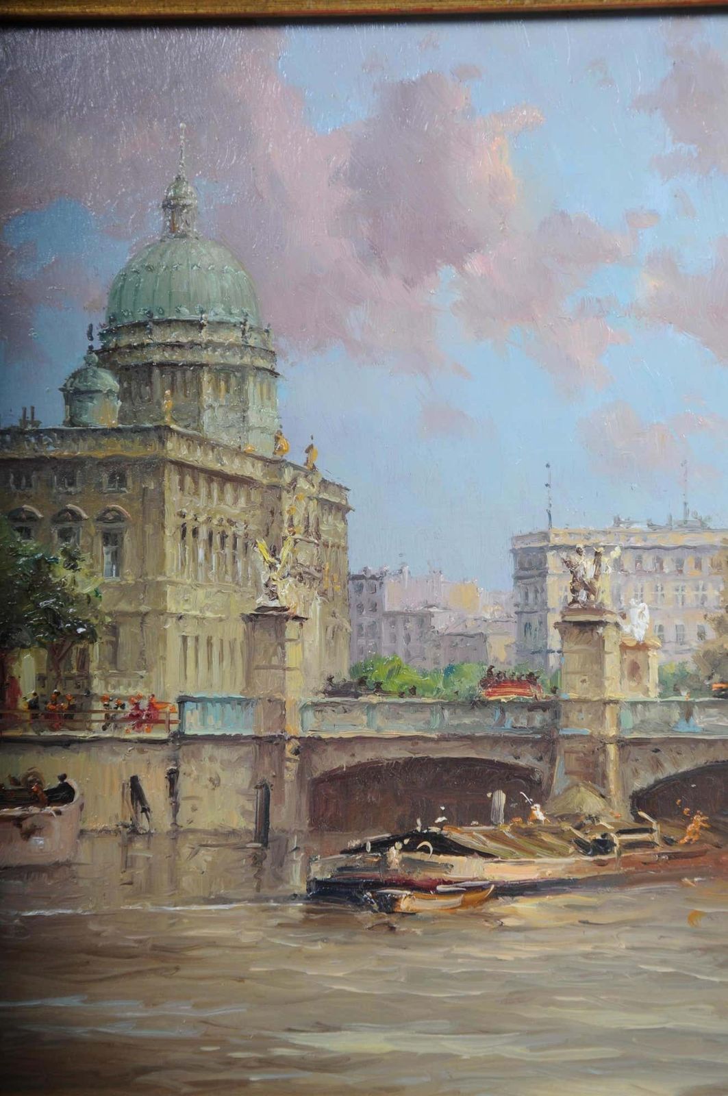Art Oil Painting Berlin Schlossbrücke Sign, Heinz Scholtz, 20th Century photo