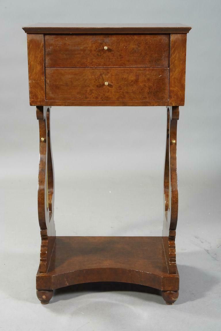 photo furniture 20th Century Decorative Lyre Sewing Table / Side Table In Biedermeier Style