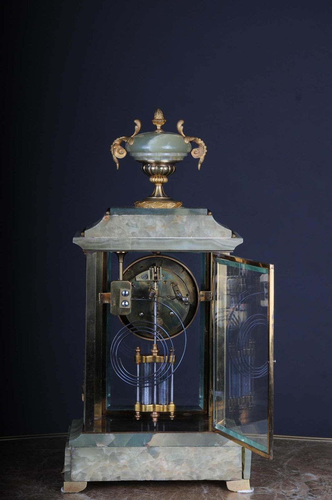 3423.0 19th Century French Fireplace Clock Onyx 1889 L.Marti Et Cie Napoleon III photo