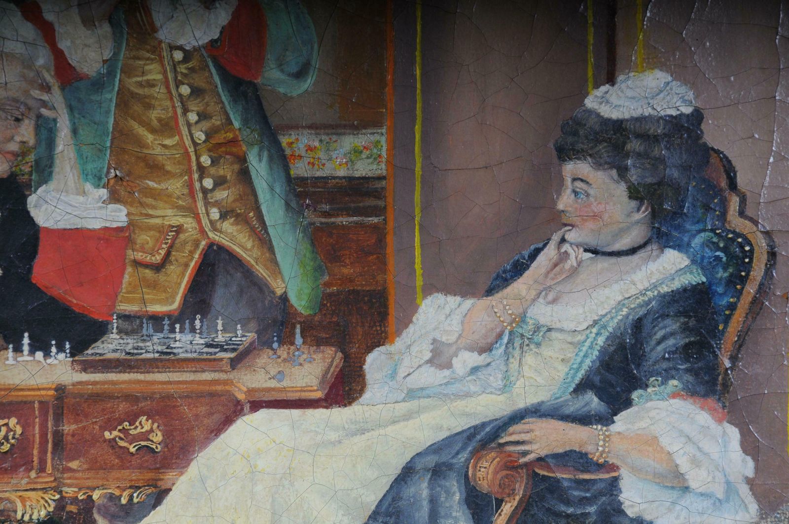 Large Oil On Canvas Rococo Painting, Circa 1900 photo Art