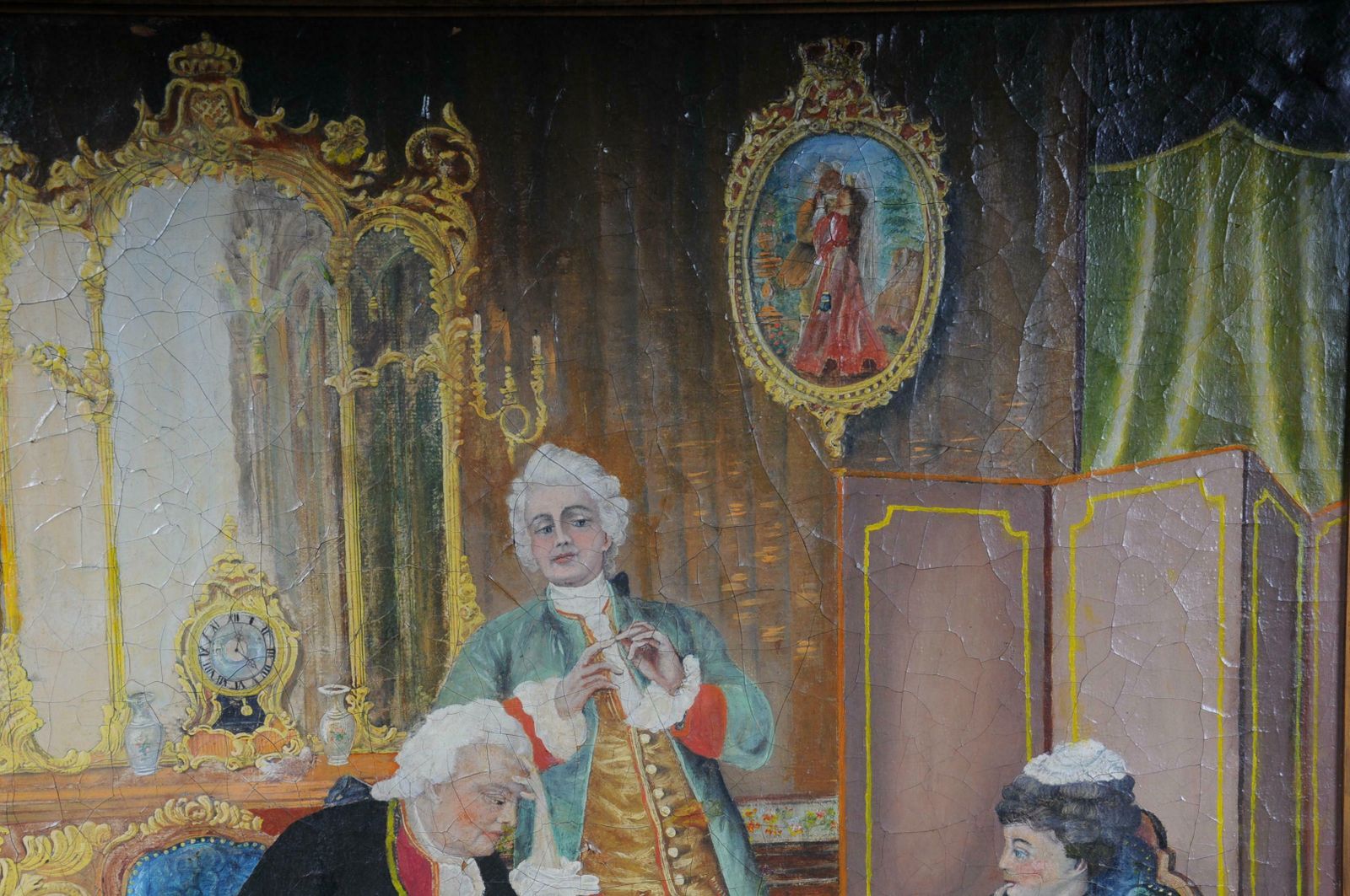 Large Oil On Canvas Rococo Painting, Circa 1900 photo 1812.0
