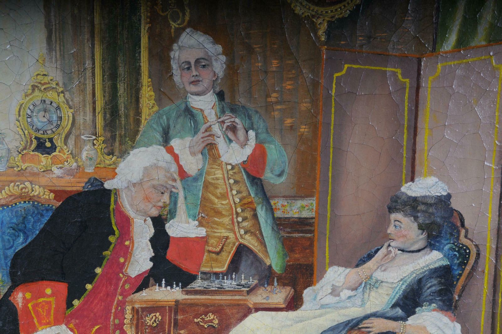 photo for sale Large Oil On Canvas Rococo Painting, Circa 1900