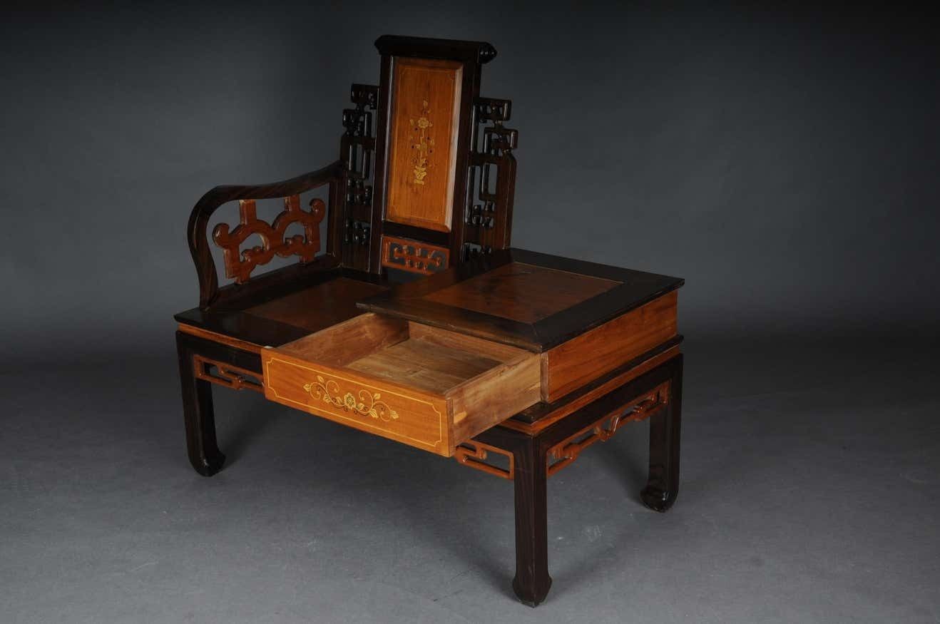 Beautiful Asian Bench / Telephone Bench, China, 20th Century photo vintage