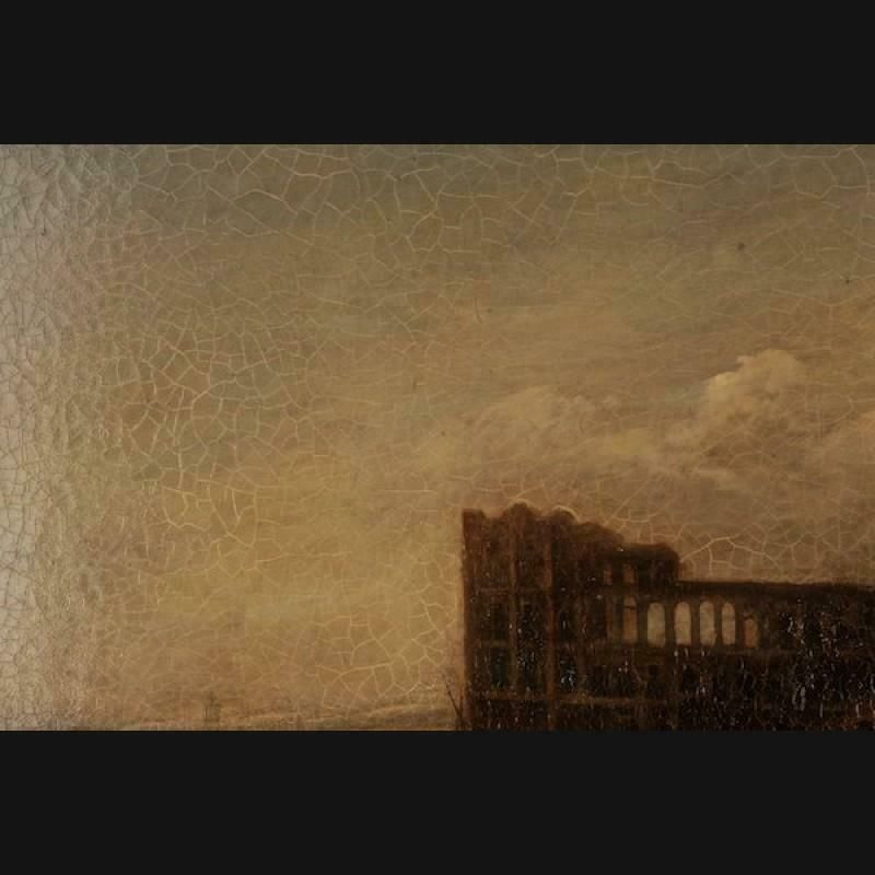20th Century Oil Painting Palace Of Queen Of Naples, Venetian Coastal Landscape photo buy