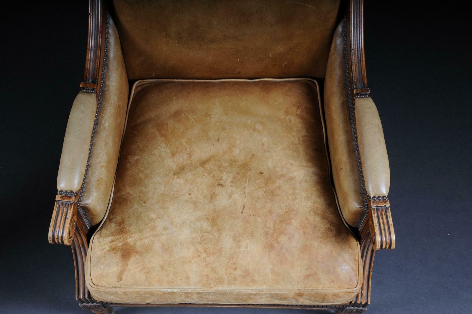 Furniture Armchair English Leather From, 19th Century Mahogany photo