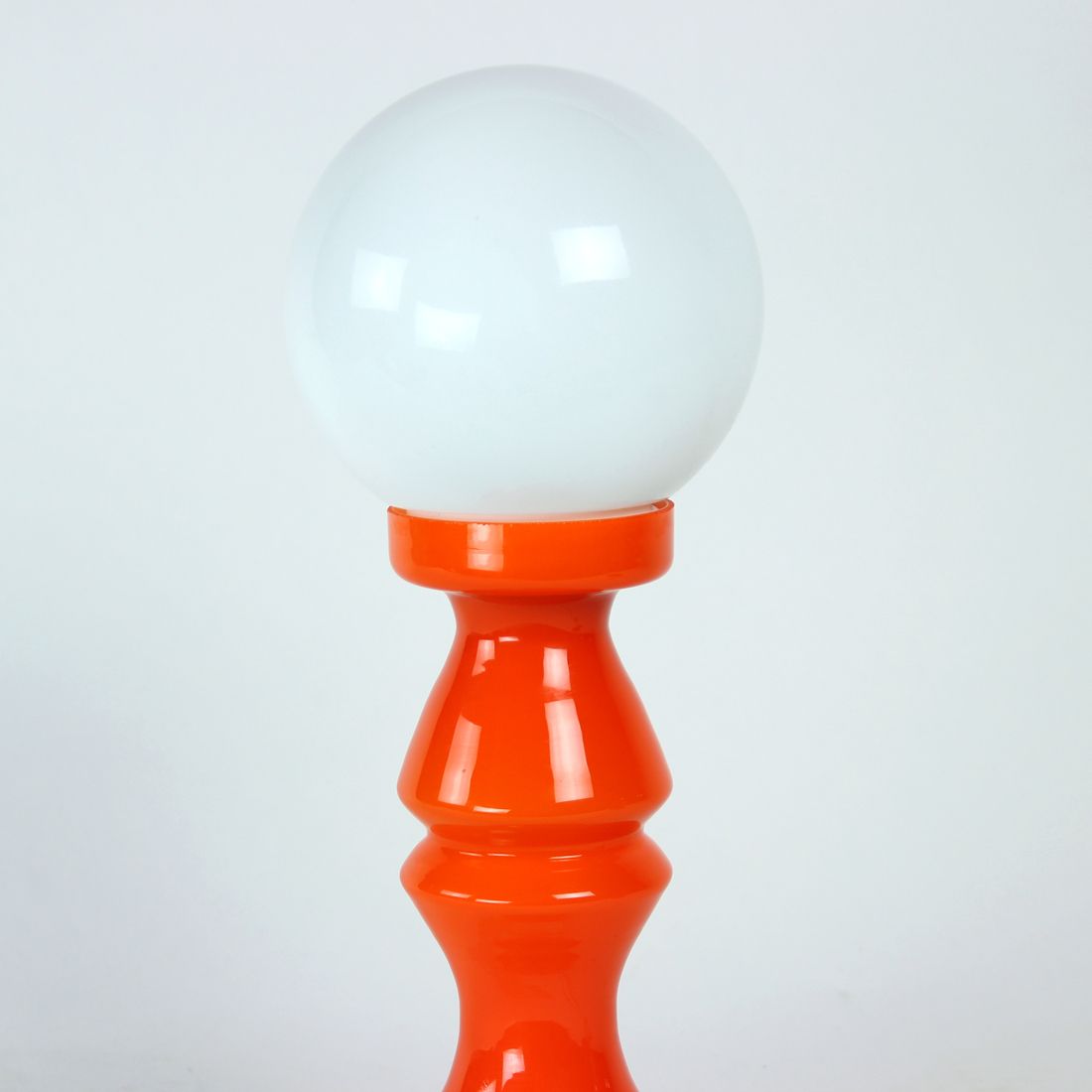 Unique Orange Glass Table Lamp By Vitropol, Poland 1960s photo furniture