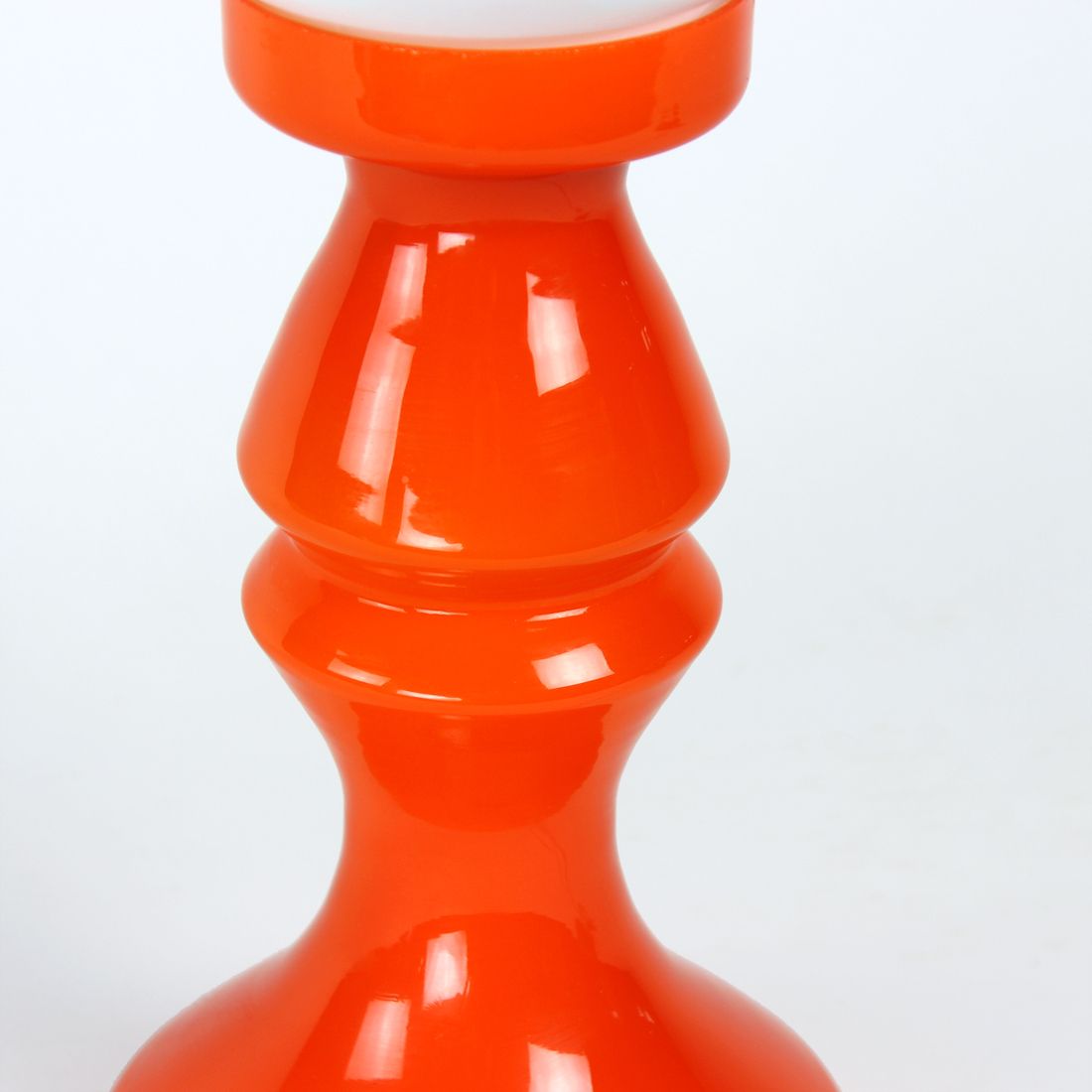Unique Orange Glass Table Lamp By Vitropol, Poland 1960s photo vintage
