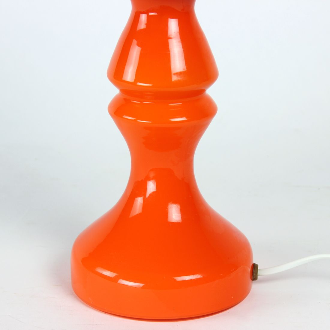 Lighting Unique Orange Glass Table Lamp By Vitropol, Poland 1960s photo