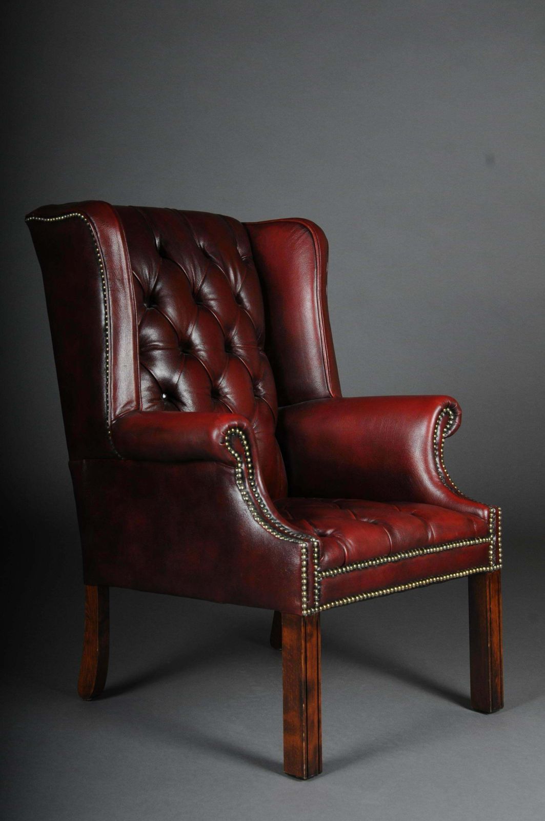 20th Century Classic English Chesterfield Earsback Chair, Leather photo furniture