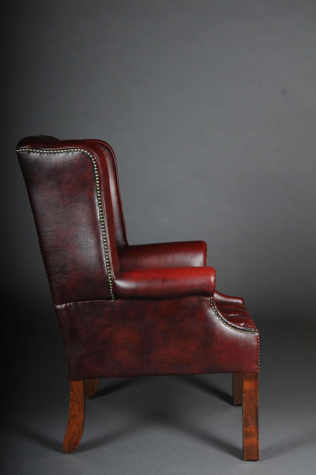 1991.0 20th Century Classic English Chesterfield Earsback Chair, Leather photo