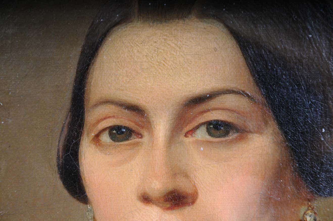 Antique Biedermeier Ladies Portrait / Painting, 19th Century photo Art