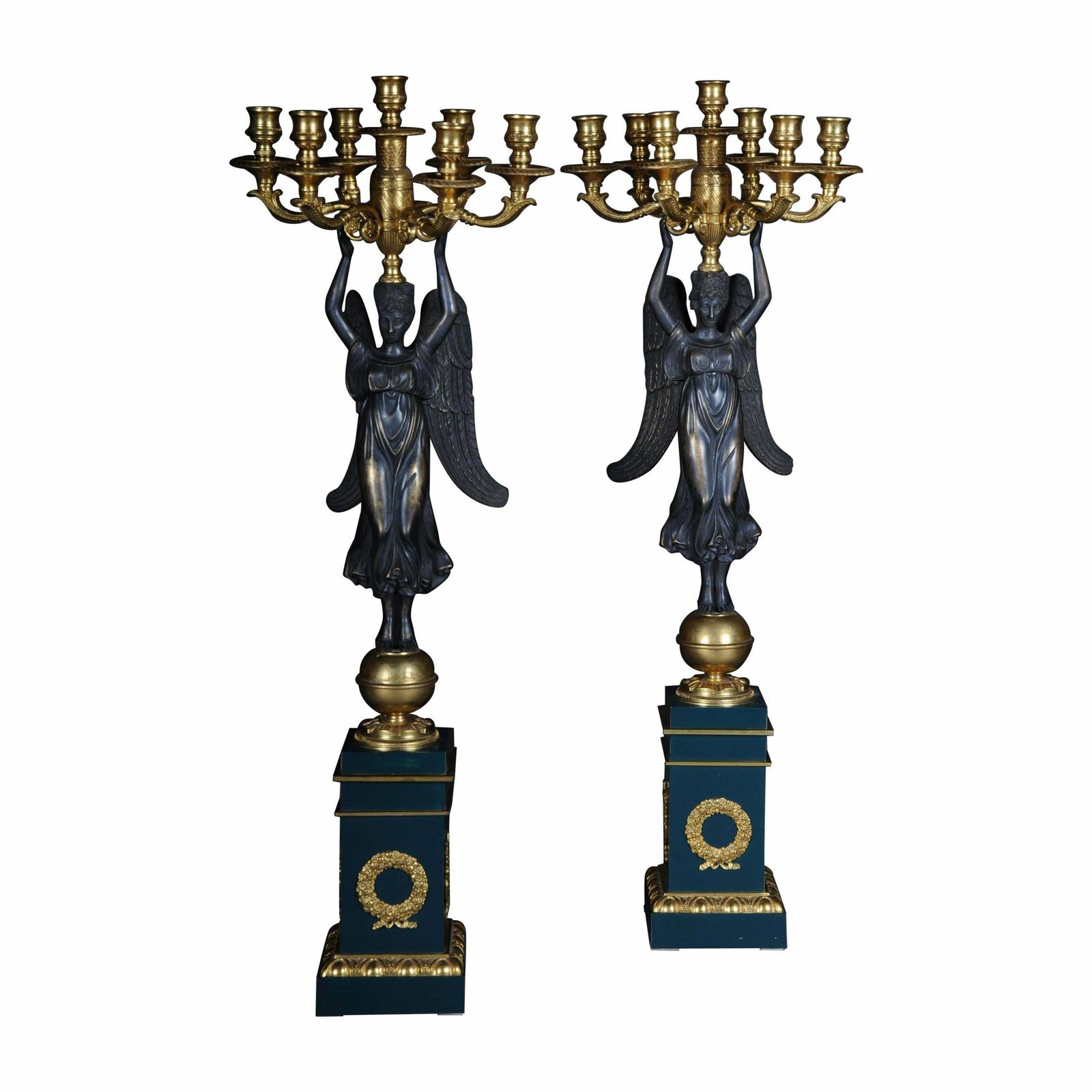 Pair Of Empire Ceremonial Bronze Candelabras/Candlesticks After P. P. Thomire