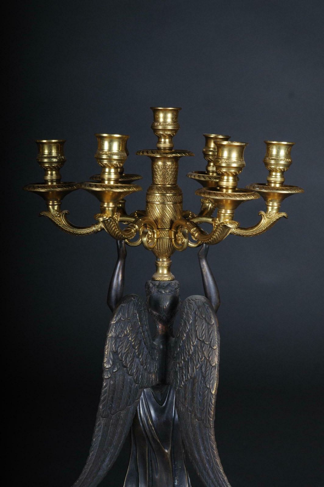 photo furniture Pair Of Empire Ceremonial Bronze Candelabras/Candlesticks After P. P. Thomire