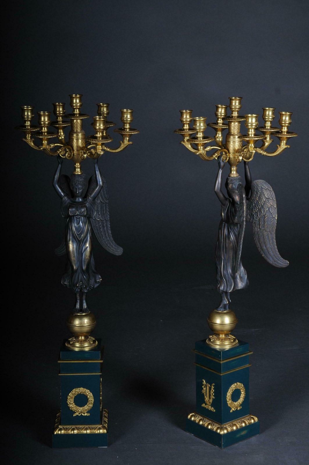 photo buy Pair Of Empire Ceremonial Bronze Candelabras/Candlesticks After P. P. Thomire