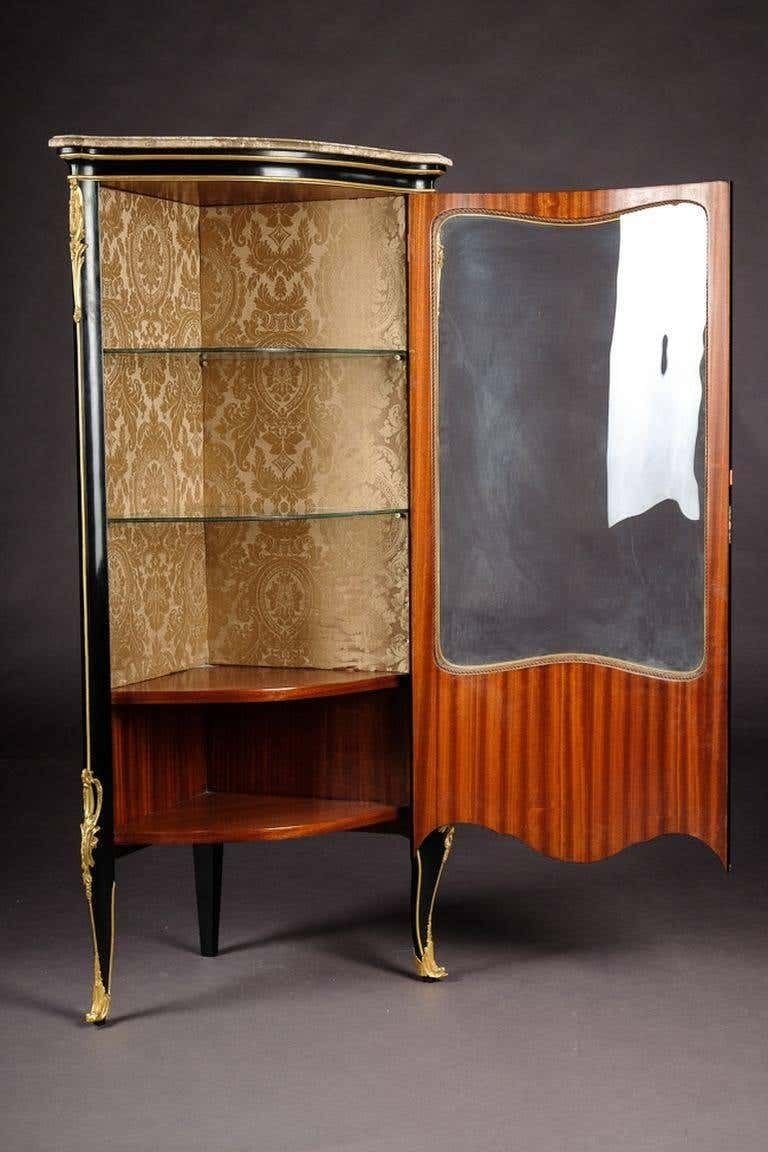 20th Century Louis XV Style Piano Black Corner Vitrine photo for sale
