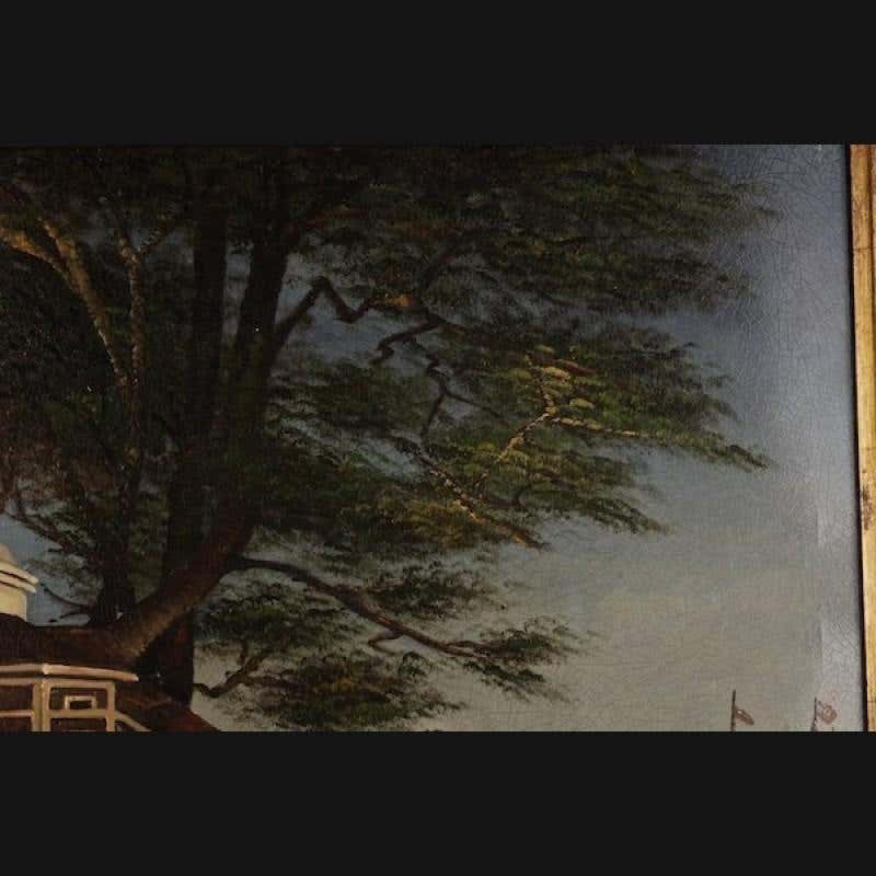 20th Century Living Oil Painting Café In Adalia In Asian Turkey photo for sale