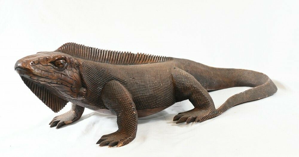 Hand Carved Komodo Dragon Sculpture Lizard Reptile photo furniture