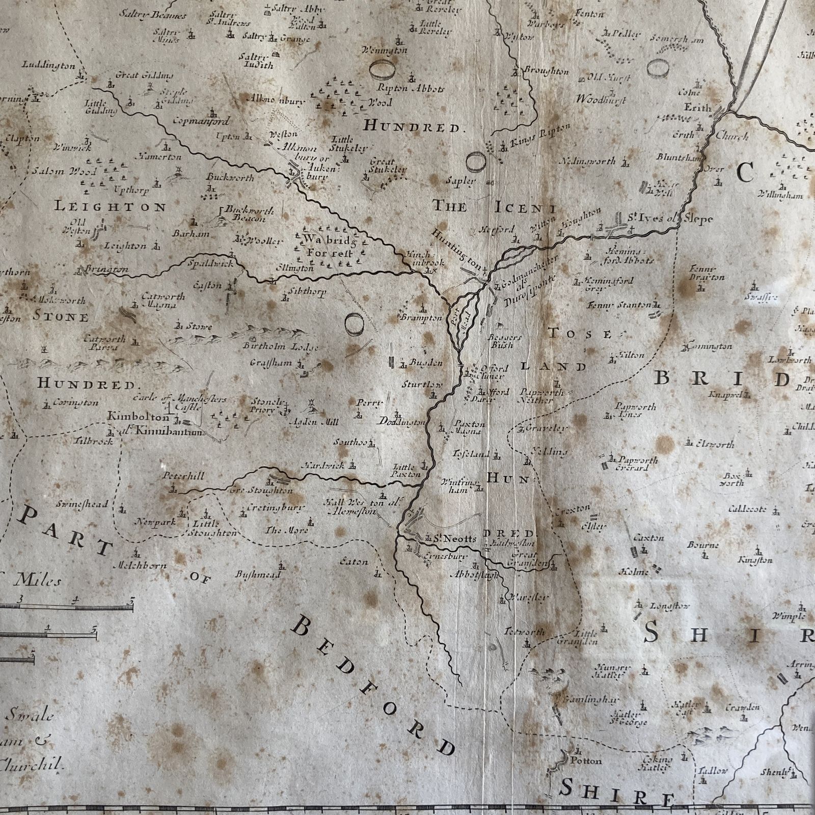 Map Of Huntington Shire By Robert Morden, Circa 1722 photo vinterior