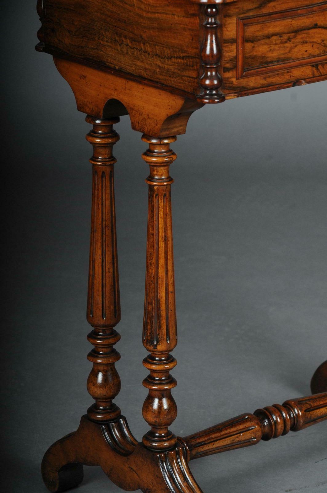 photo furniture Fancy Biedermeier Sewing Table / Side Table Circa 1850 Walnut