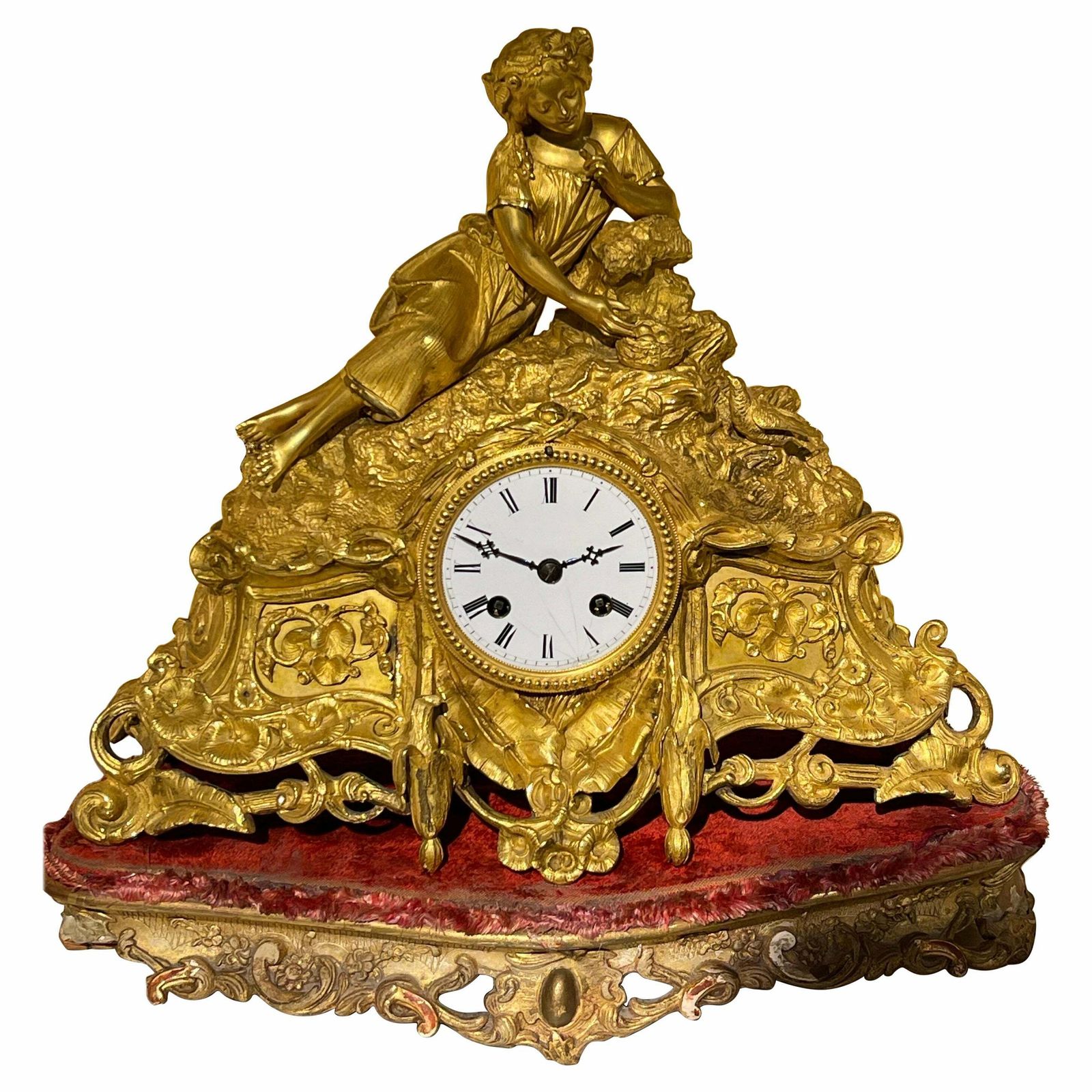 French Mantel Clock  Pendulum Clock Fire Gilt  Around 1870 1880