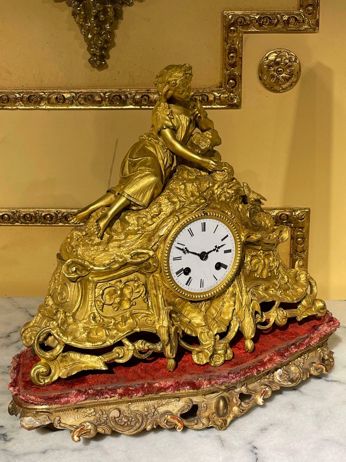 French Mantel Clock  Pendulum Clock Fire Gilt  Around 1870 1880 photo furniture