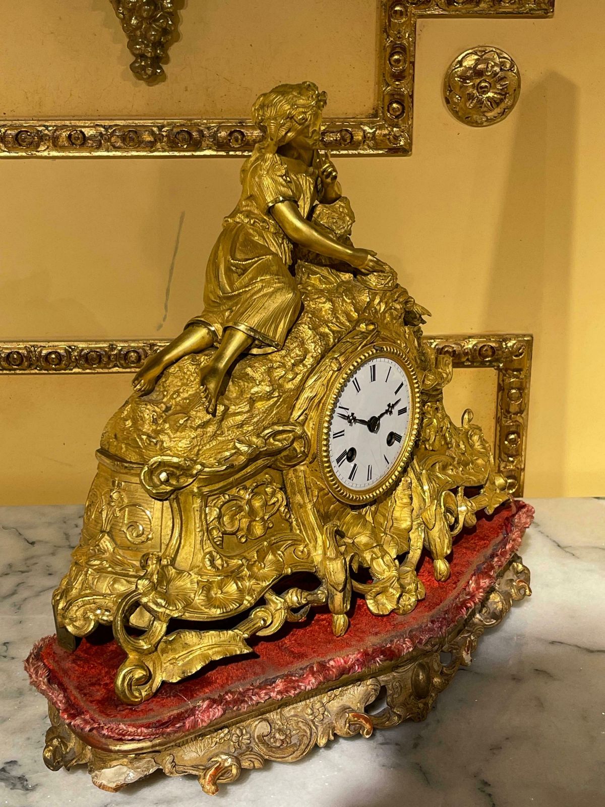 French Mantel Clock  Pendulum Clock Fire Gilt  Around 1870 1880 photo buy