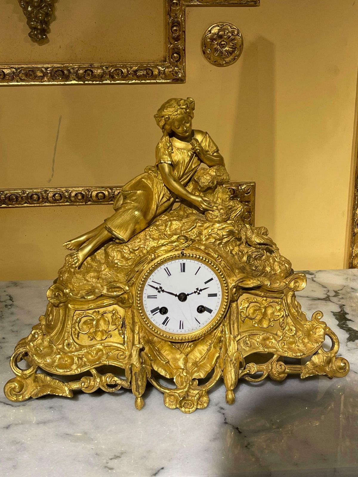 photo for sale French Mantel Clock  Pendulum Clock Fire Gilt  Around 1870 1880