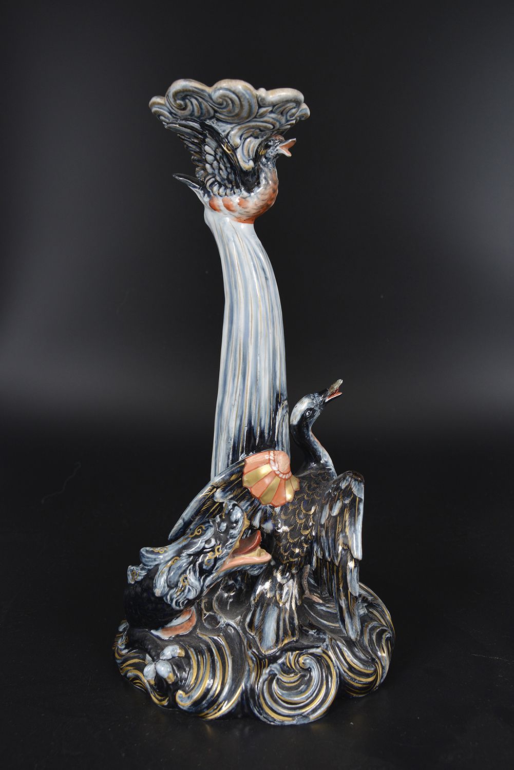 20th Century Pair Keller & Guerin French Pottery Candlesticks Lunéville Saint Clement photo buy