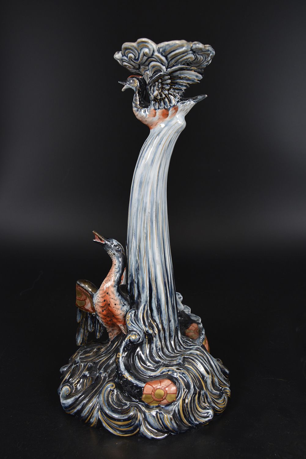 photo buy 20th Century Pair Keller & Guerin French Pottery Candlesticks Lunéville Saint Clement