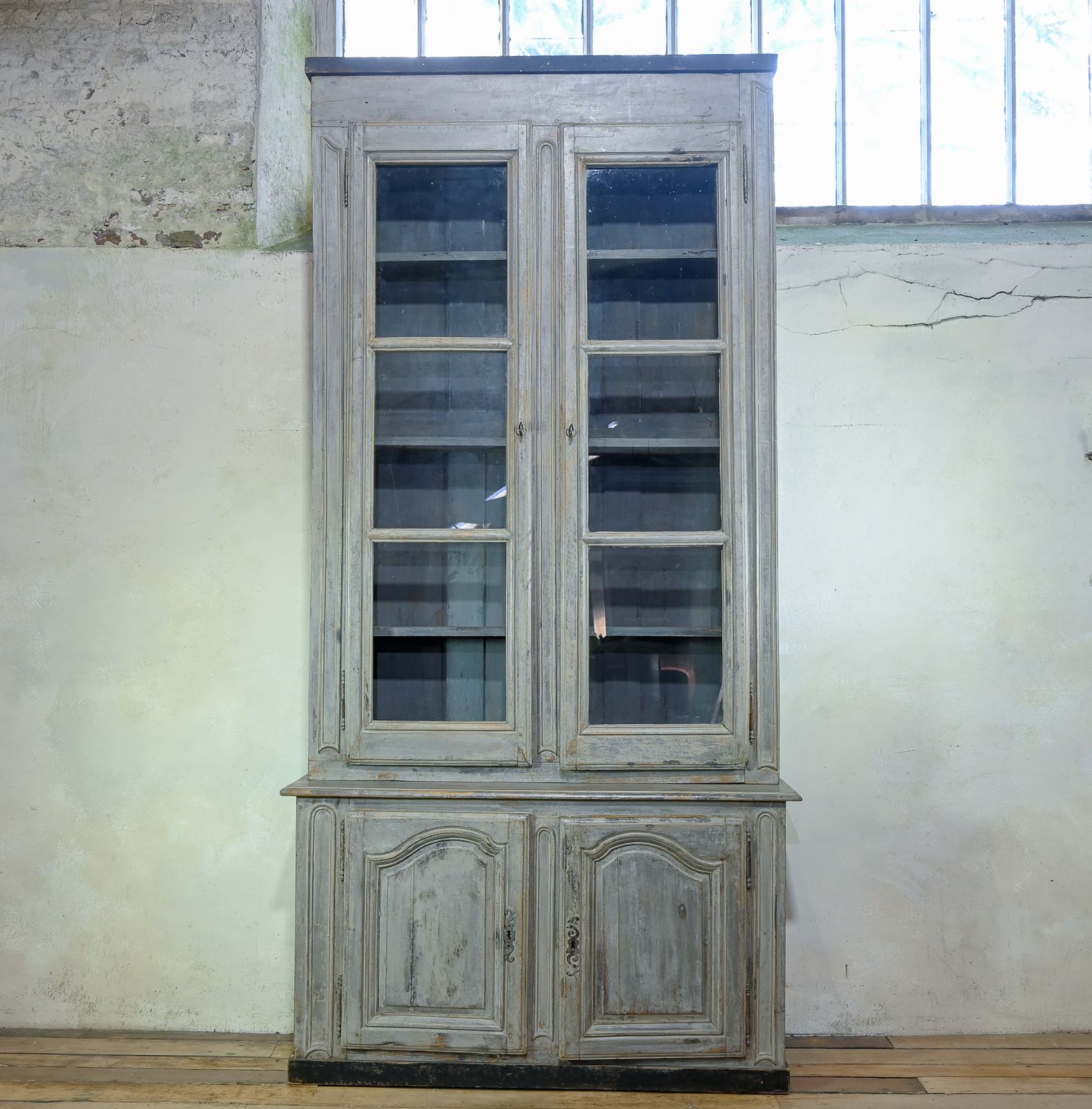 photo vinterior 19th C French Painted Glazed Cabinet