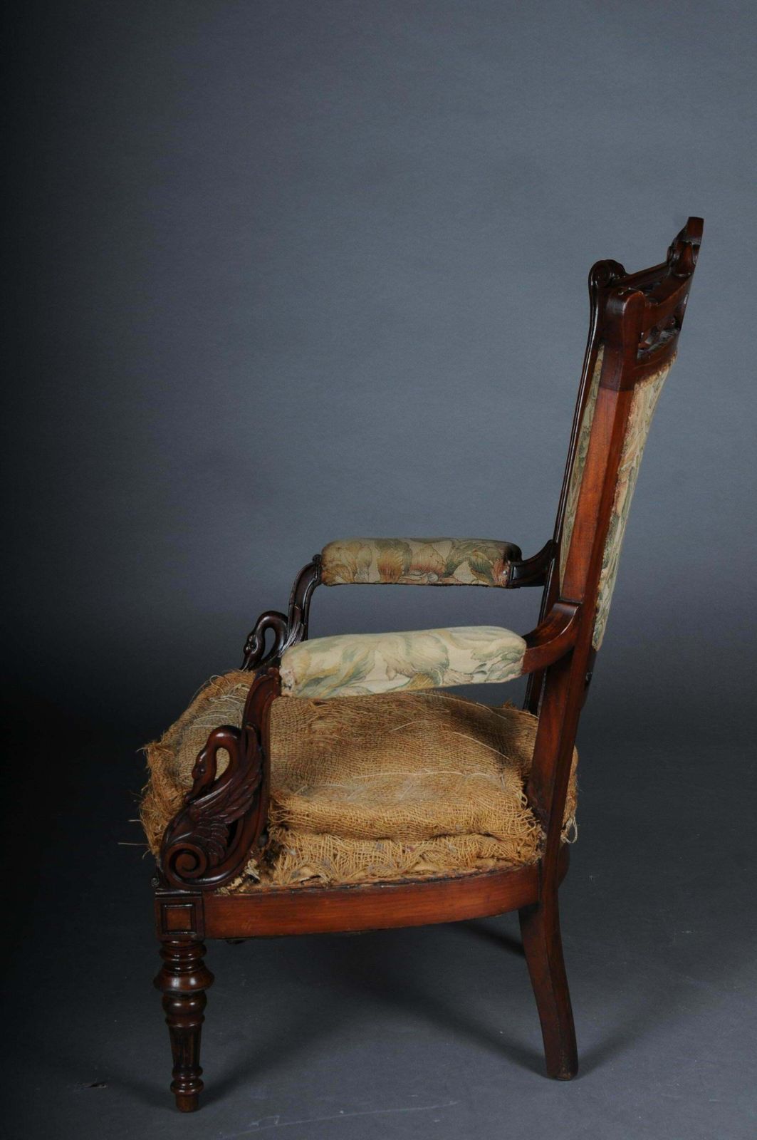 Furniture 19th Century Unique Empire Armchair Around 1820 France Mahogany photo