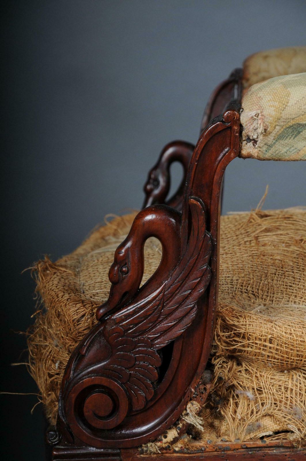 2022.0 19th Century Unique Empire Armchair Around 1820 France Mahogany photo