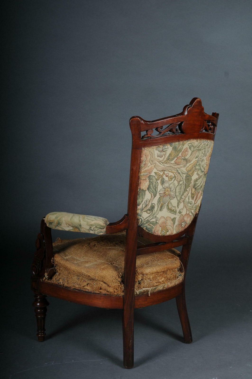 photo vintage 19th Century Unique Empire Armchair Around 1820 France Mahogany