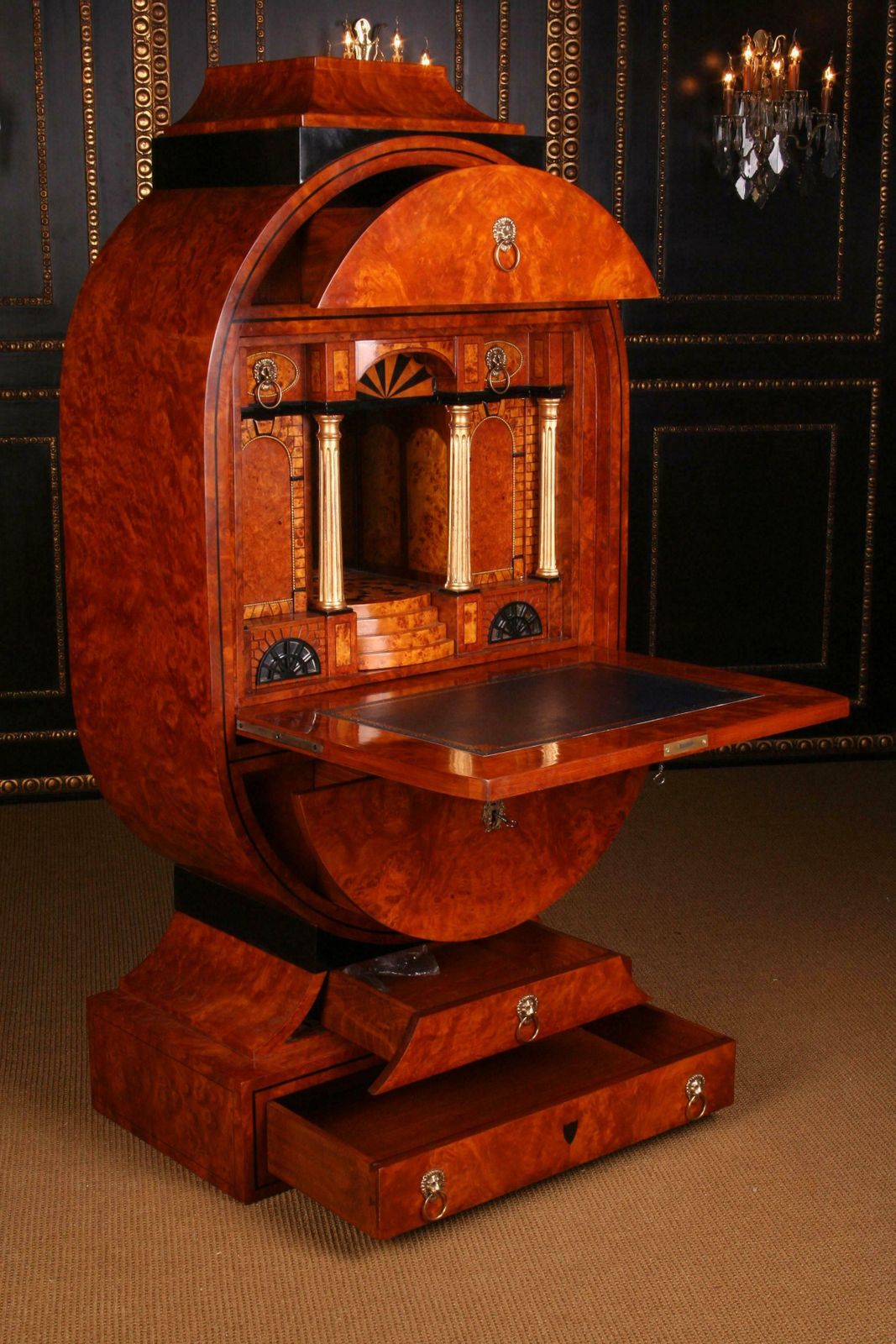 20th Century Vienna Biedermeier Style Lyre Secretaire photo Furniture