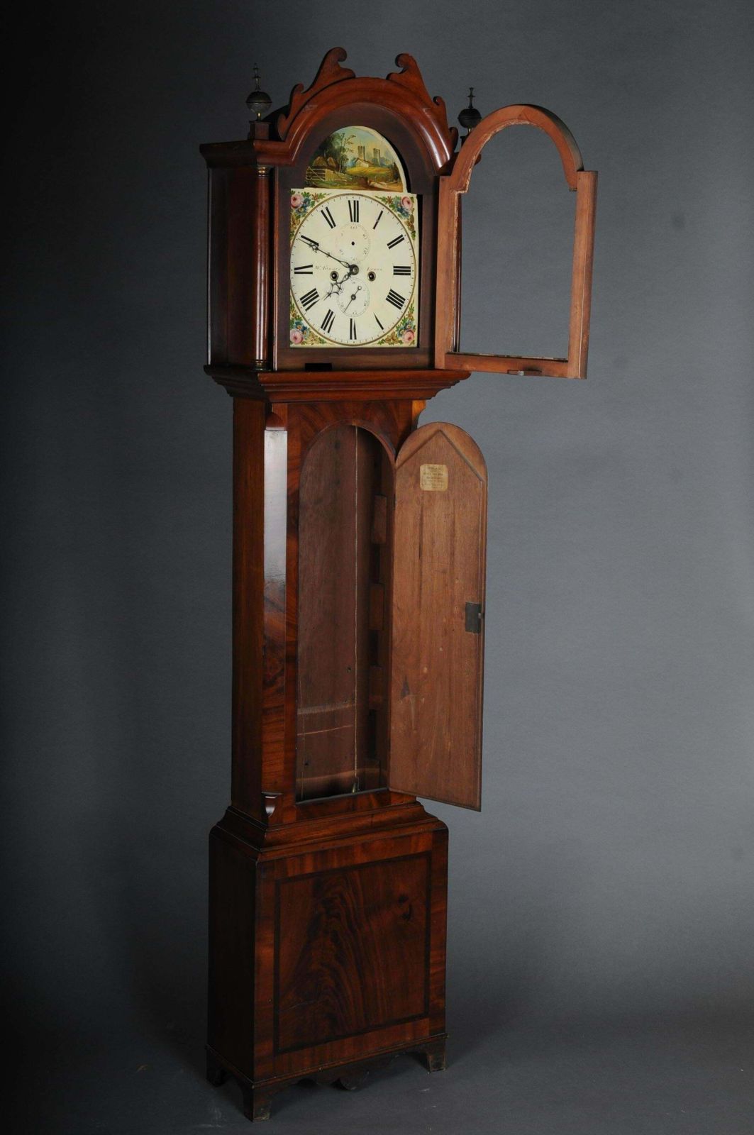 Home Decor Beautiful Antique English Grandfather Clock Mahogany 19th Century photo