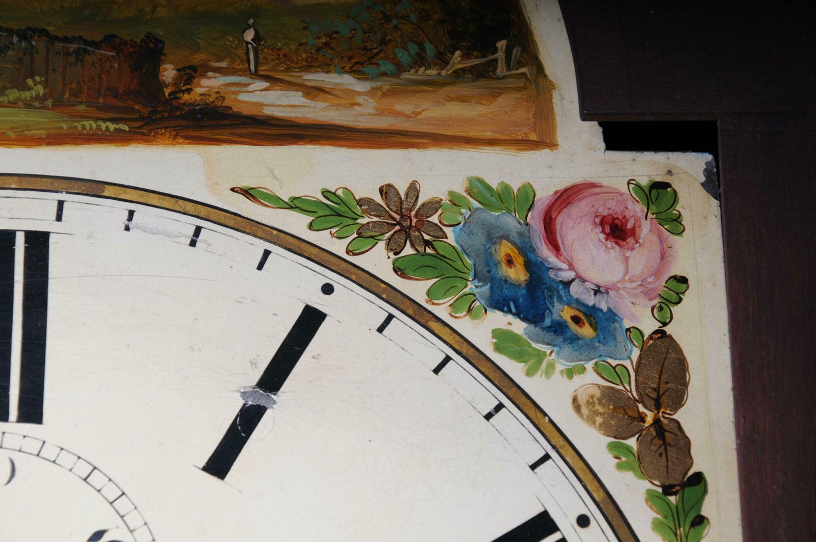 photo vintage Beautiful Antique English Grandfather Clock Mahogany 19th Century