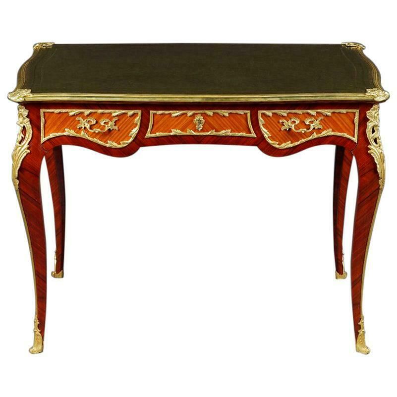 20th Century Louis XV Style Womens Tulip Veneer Bureau Plat Or Desk