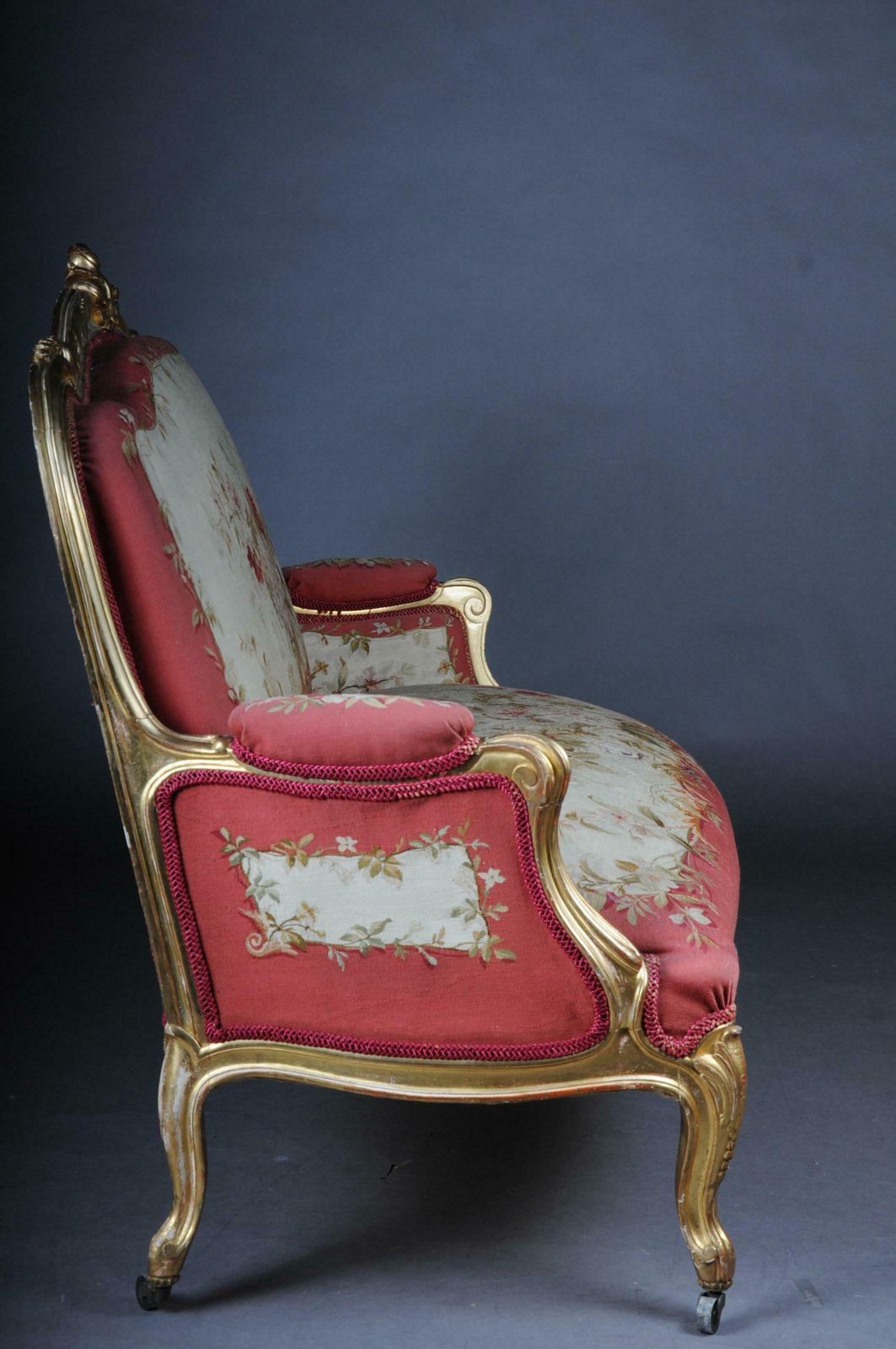 12026.0 Royal Louis XV Or Rococo Tapestry Sofa And Chairs Gold Napoleon III 1880 photo