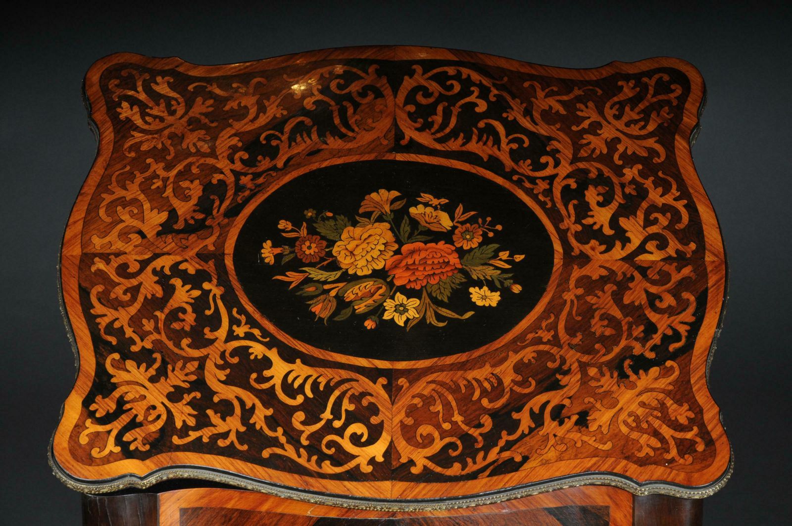 photo furniture 19th Century Marquetry Side Table With Jewellery Box  Circa 1870