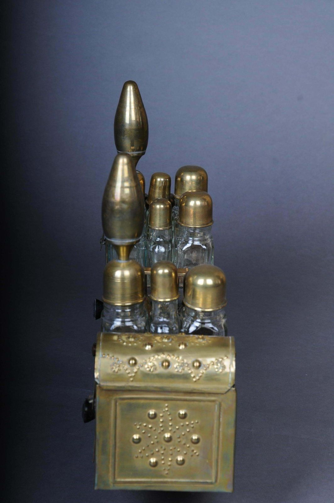 Decorative Oriental Shoe Polish Set Brass With Mother Of Pearl, 20th Century photo buy