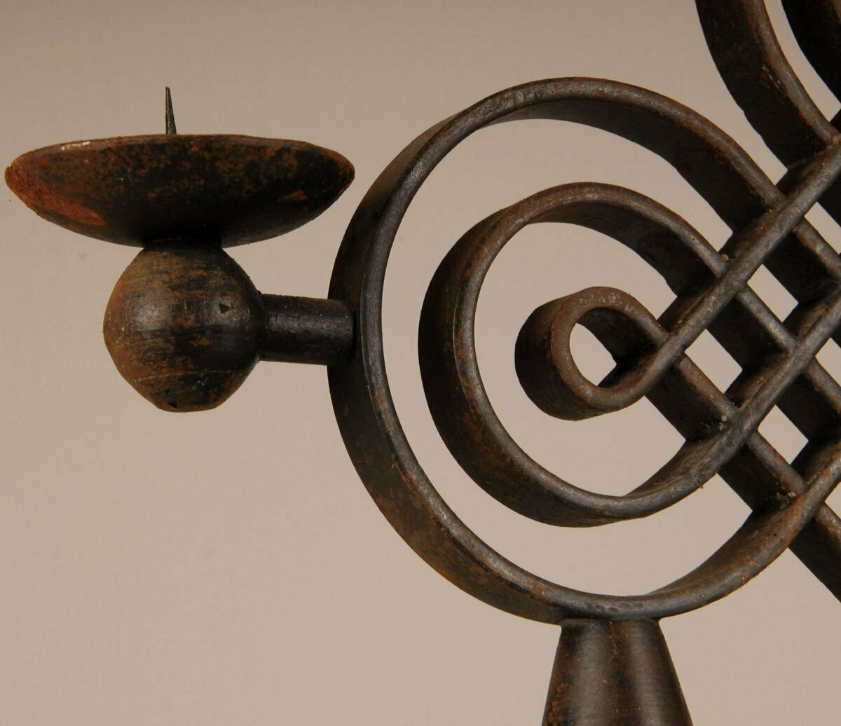 French Art Deco Wrought Iron Candleholder By Gilbert Poillerat, 1940s photo for sale